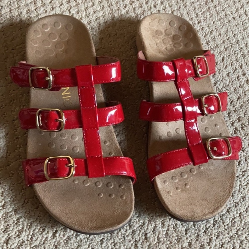 Vionic Red Patent Leather Sandals